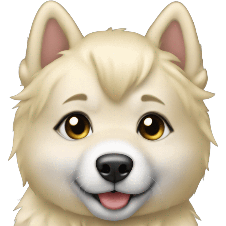 Blonde baby on a malamute dog emoji