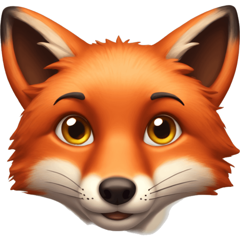 "deep lush red fox face" with little hearts in eyes emoji