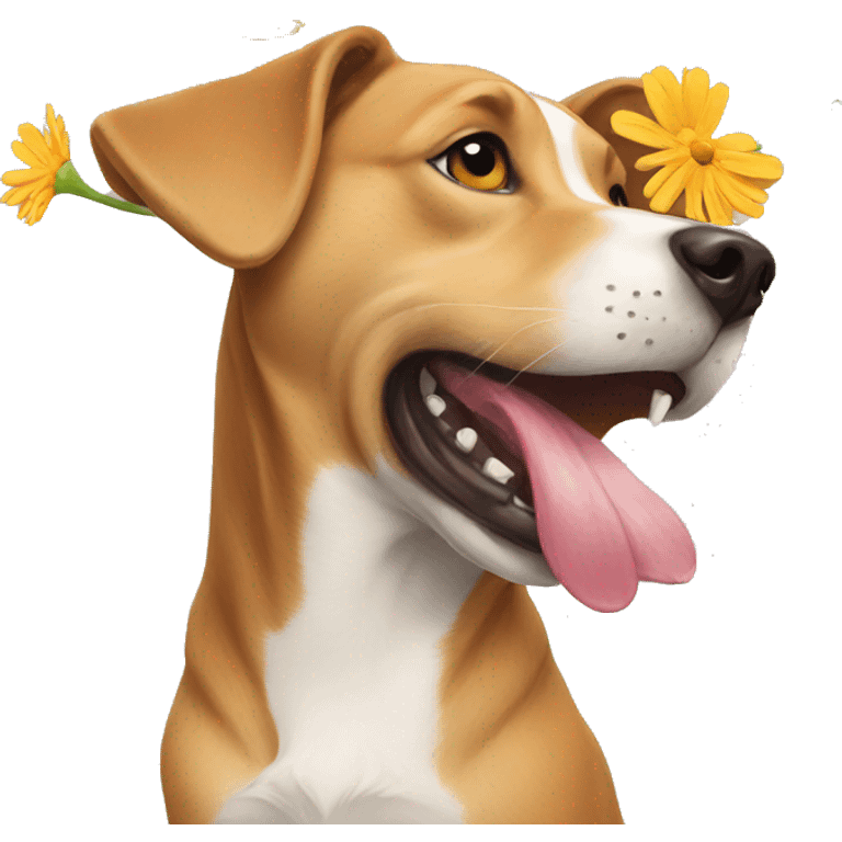 dog eating flower emoji