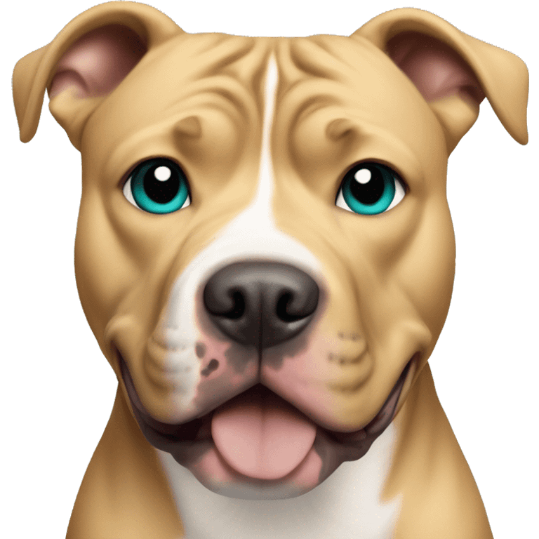 Pitbull with teal eyes and blonde/tan fur emoji