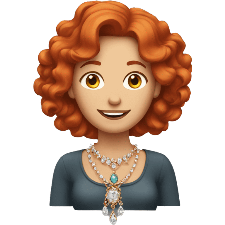 Red headed middle age woman who loves jewelry  emoji