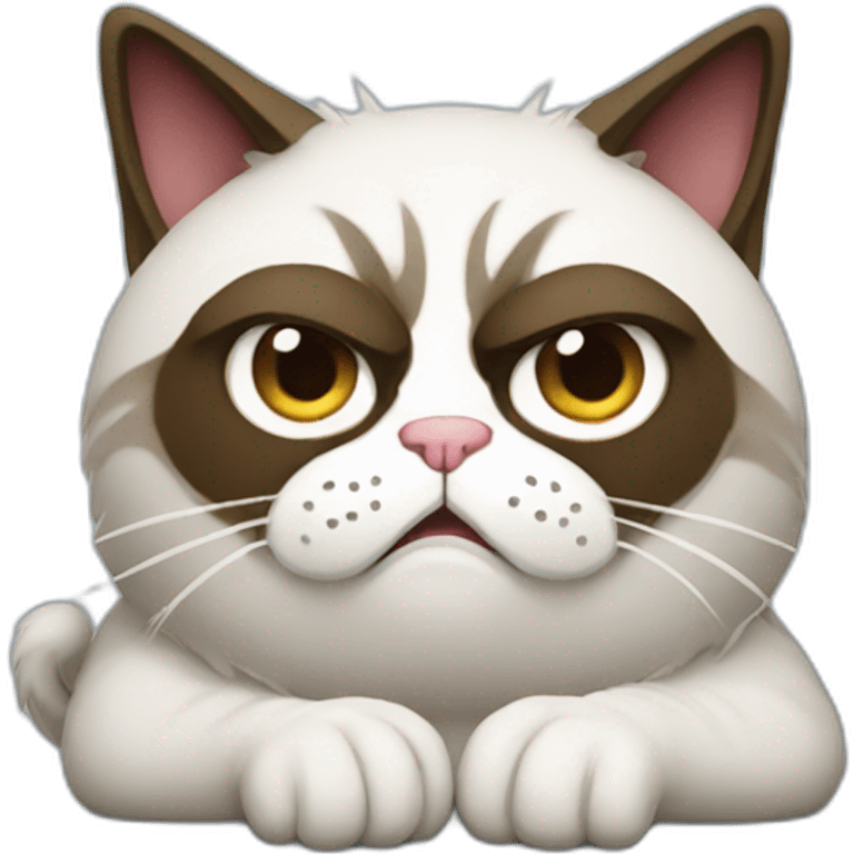 grumpy cat as a developer on a laptop emoji