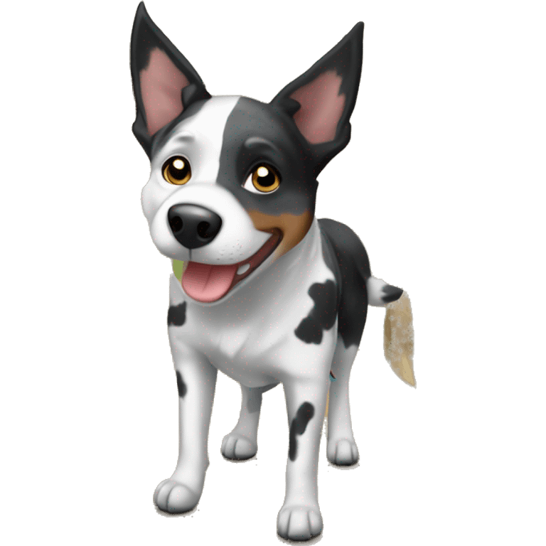 Black and white spotted Australian cattle dog on a farm emoji