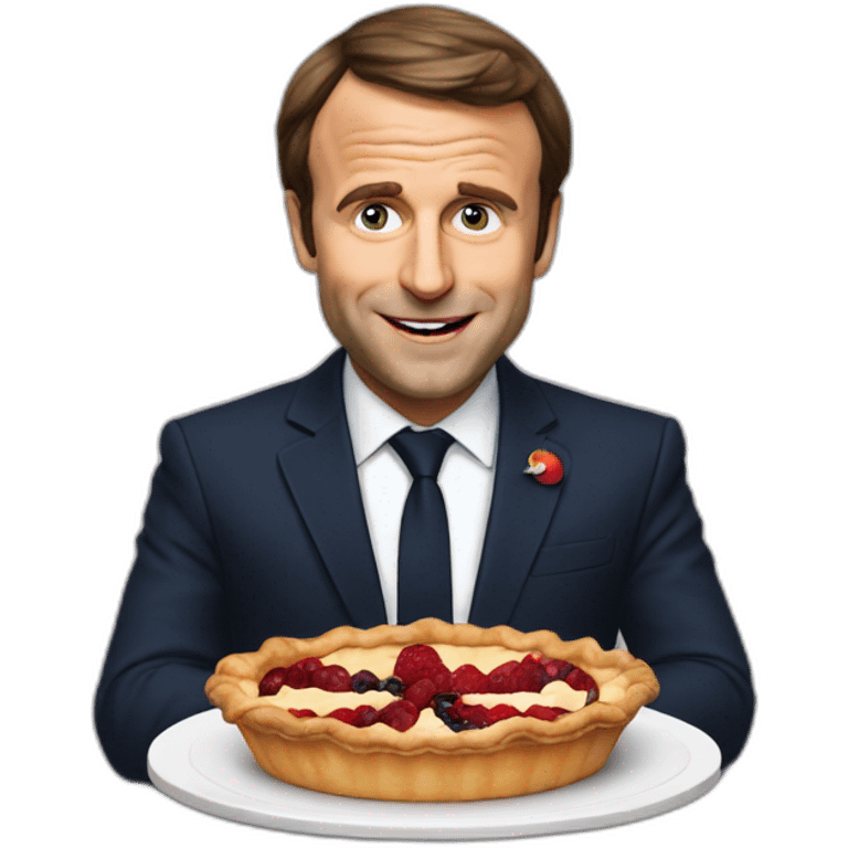 Macron eating a pie emoji