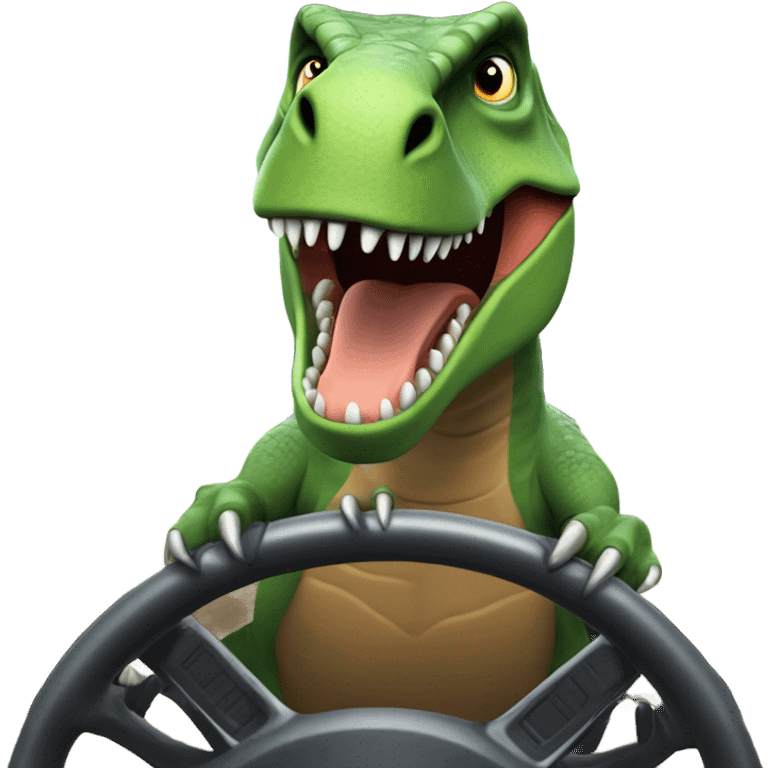 Dinosaur drives car emoji