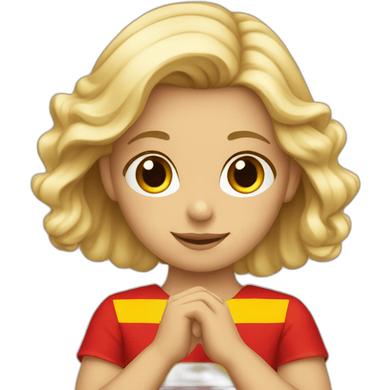 Blond girl Spanish flag in hands  emoji