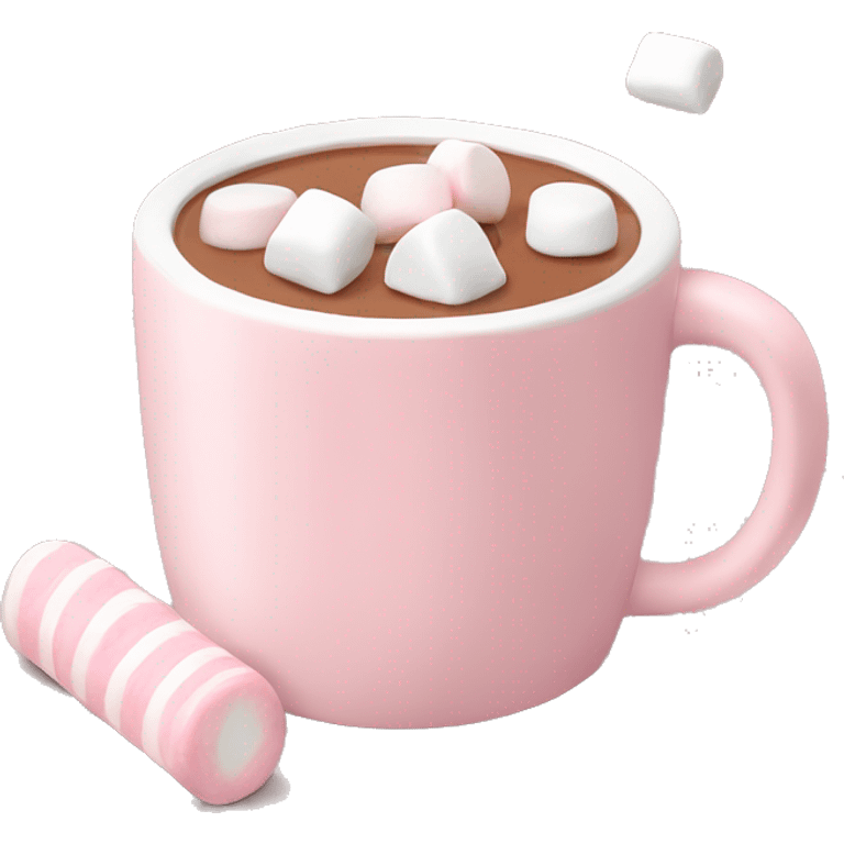 Light Pink mug of hot chocolate with marshmallows  emoji