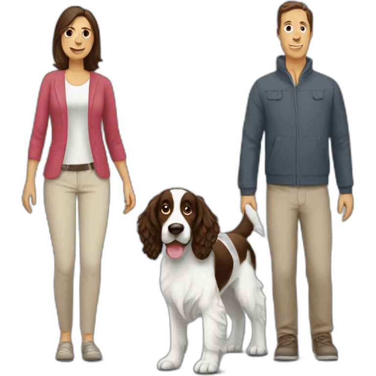 Springer spaniel with woman and man parents emoji