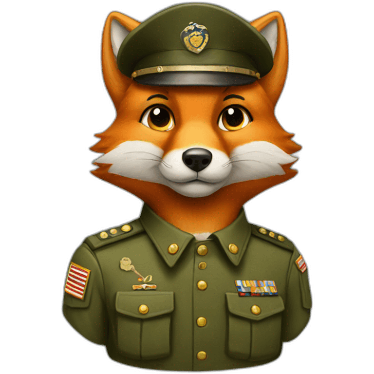 Fox dressed in military uniform emoji