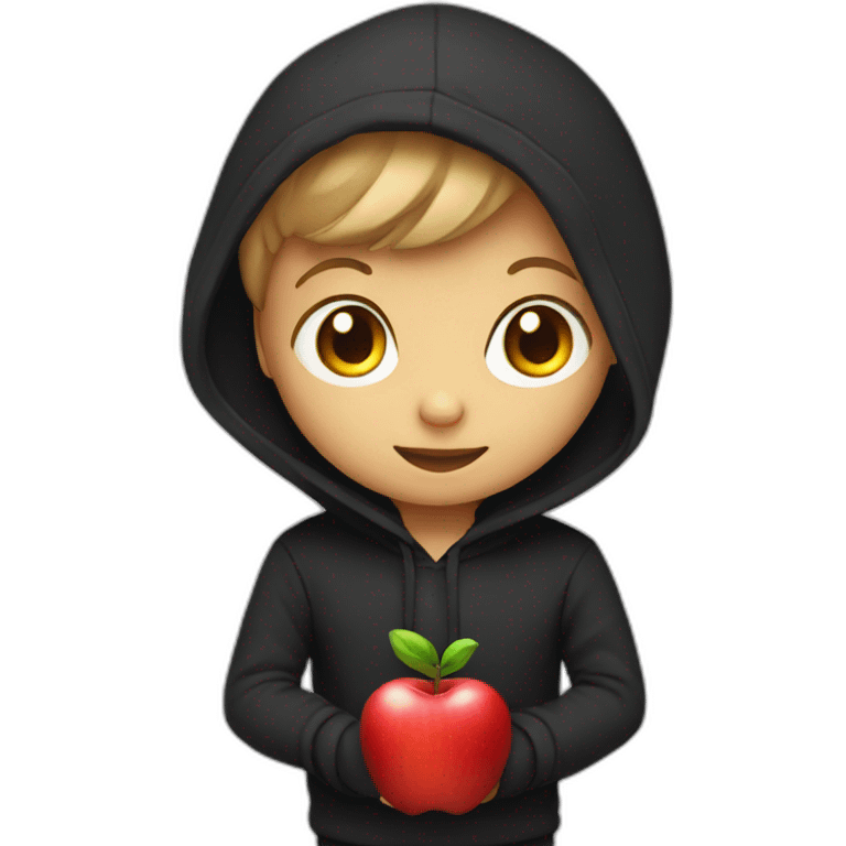 red apple with black hoodie emoji