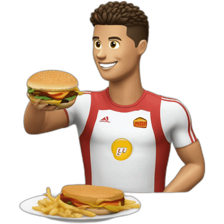 Ronaldo qui mange un burger chez Macdonald emoji