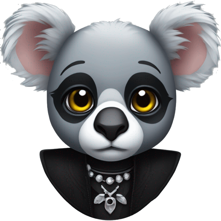 traditional goth koala bear with goth makeup emoji