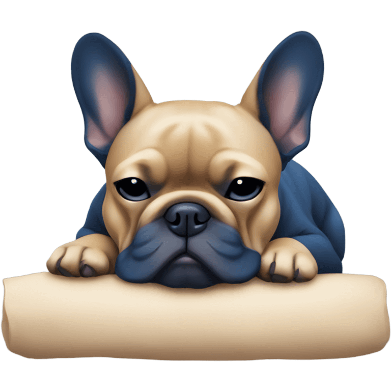 dark blue and tan french bulldog sleeping  emoji