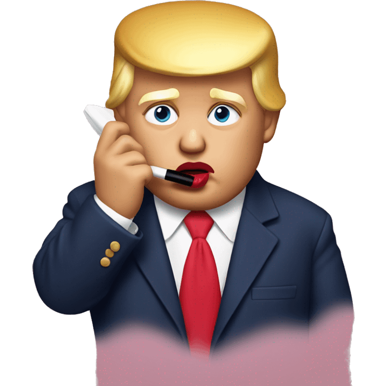 Donald Trump putting on lipstick emoji