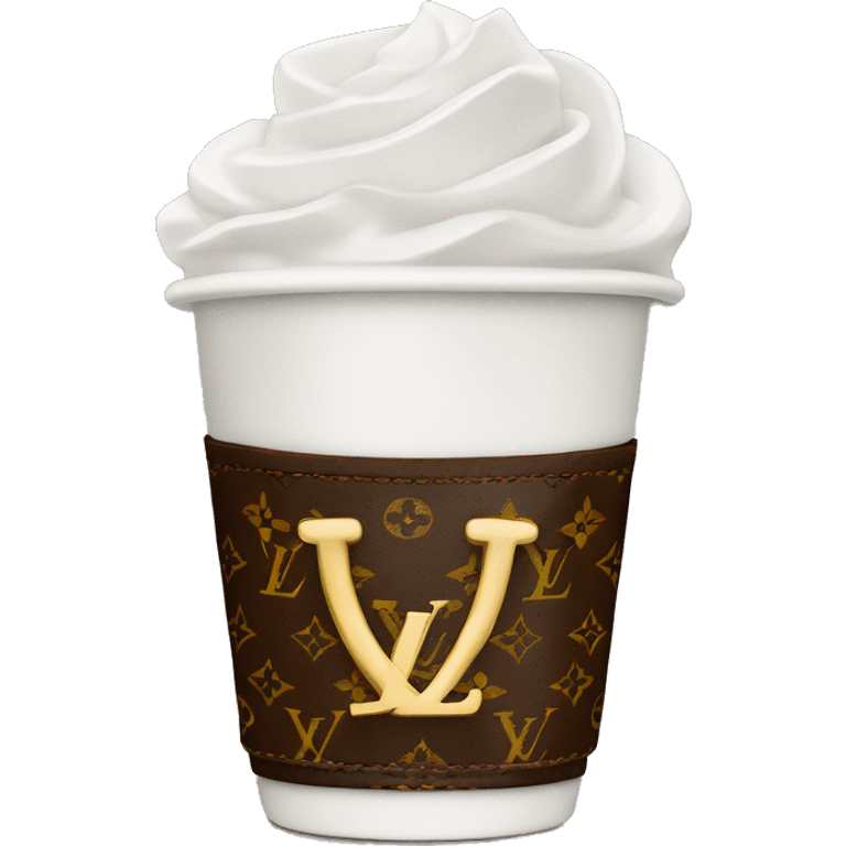 Startbucks cup with Louis Vuitton logo emoji