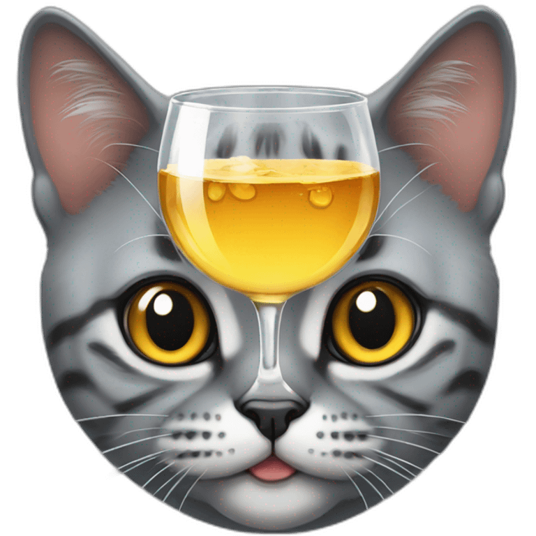 British cat with a glass emoji