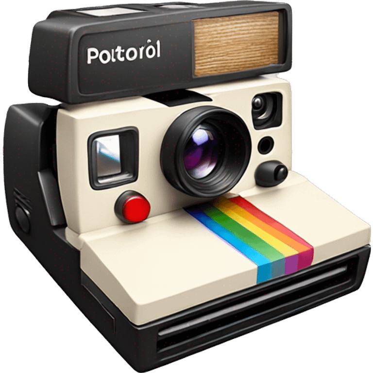 Polaroid camera with picture coming out emoji