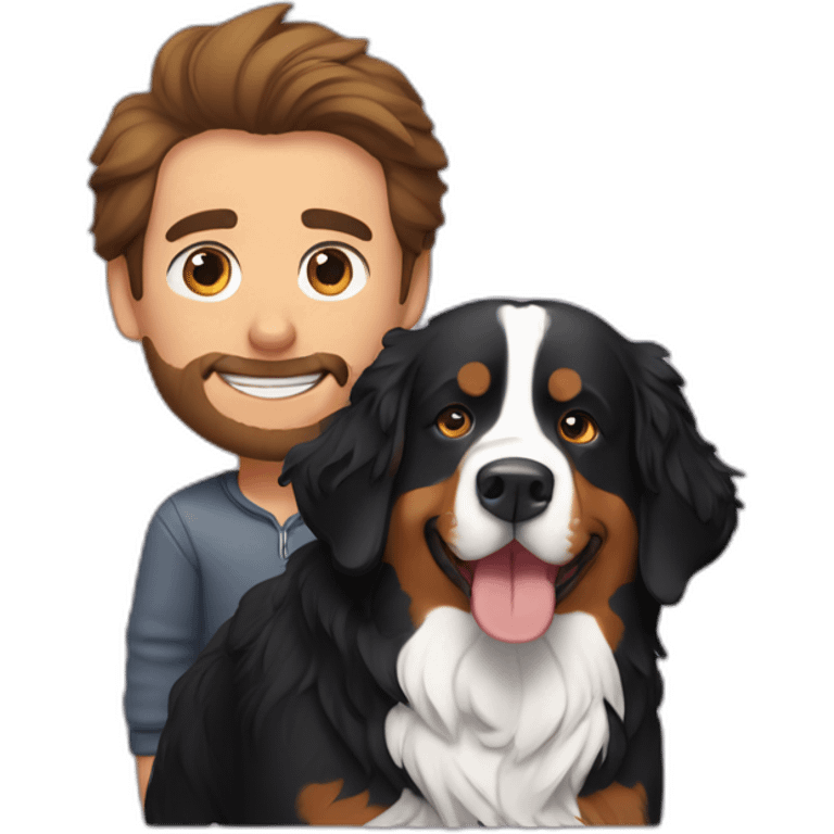 bernese mountain dog with his male owner emoji