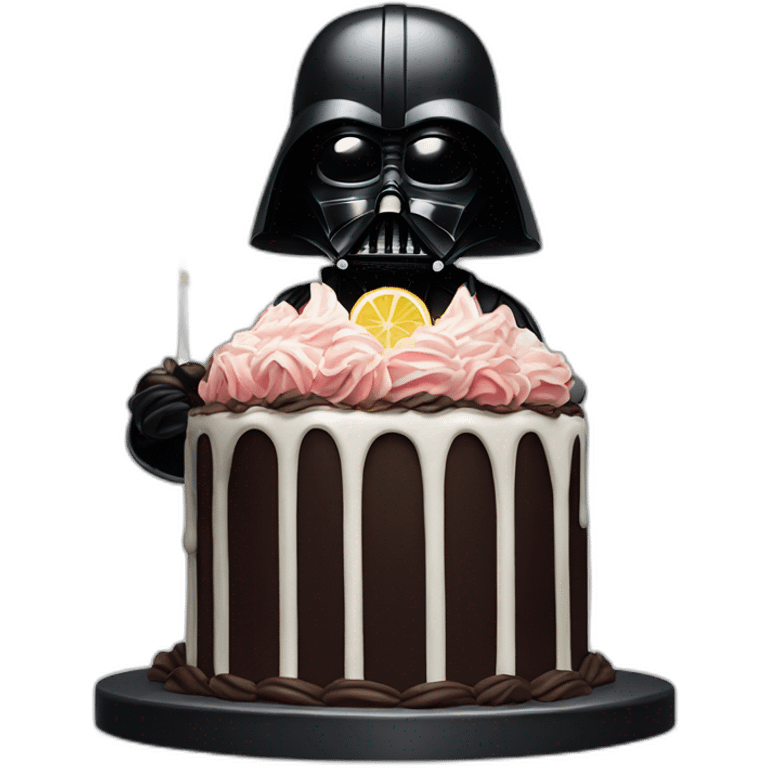 Darth vader blowing a birthday cake emoji