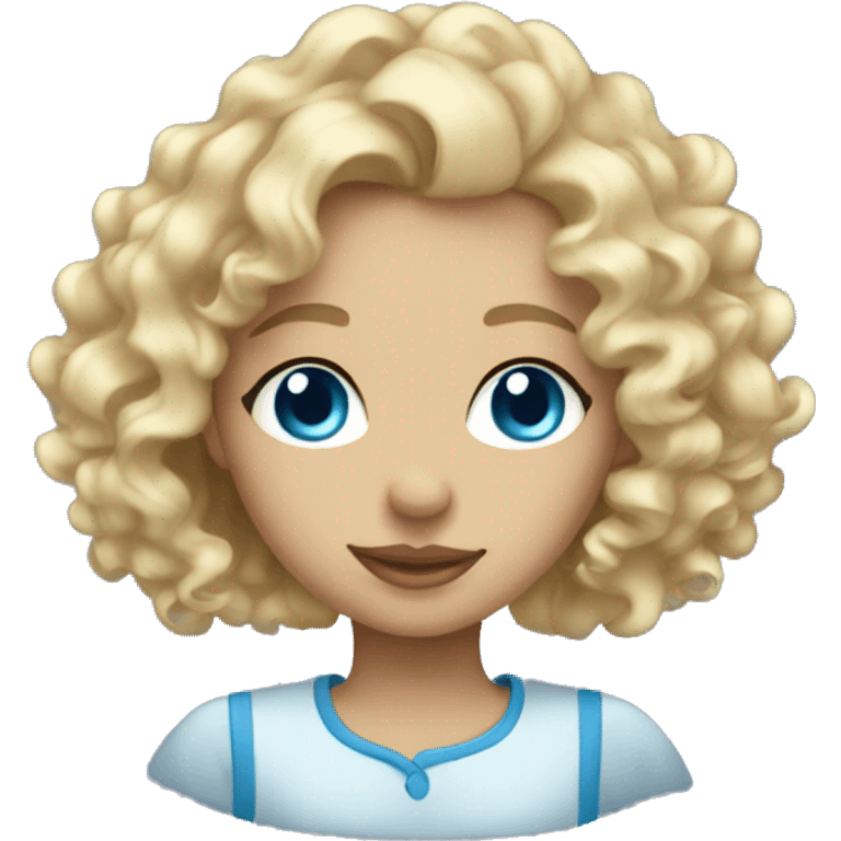 beautiful girl with curly blonde hair and blue eyes emoji