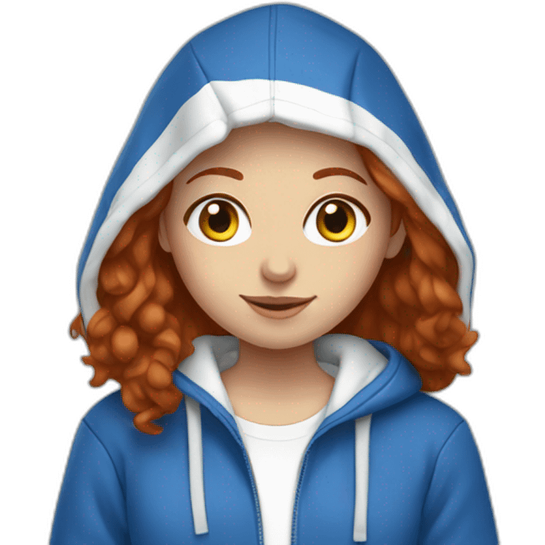 Israeli redhead girls in blue and white hoodie emoji