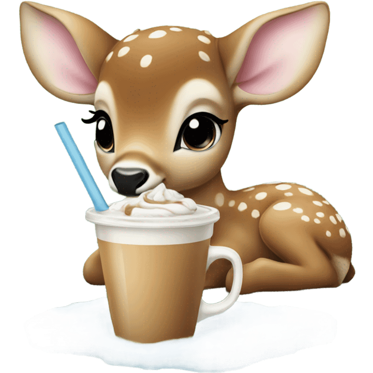 Baby deer drinking iced coffee emoji