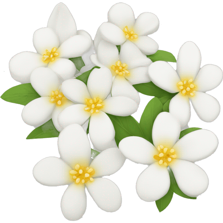 Jasmine flowers with white petals and yellow center of petals with stamens. emoji