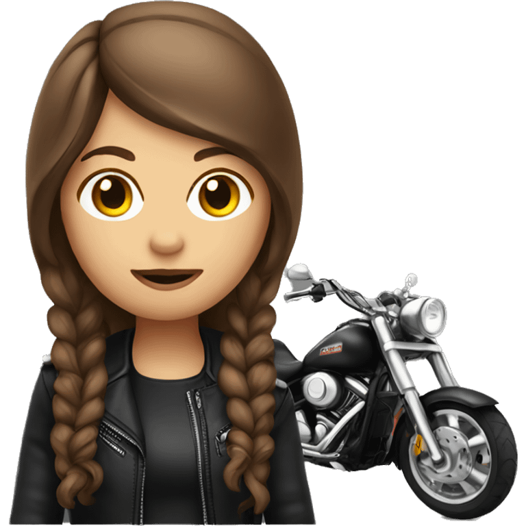 Brown hair biker girl emoji