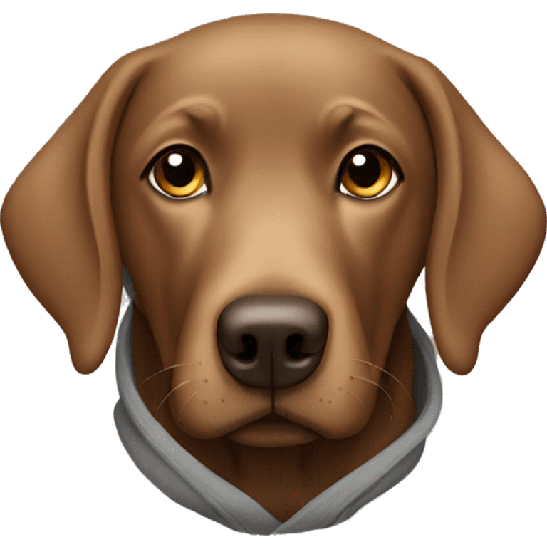 Brown labrador wearing a hoodie emoji