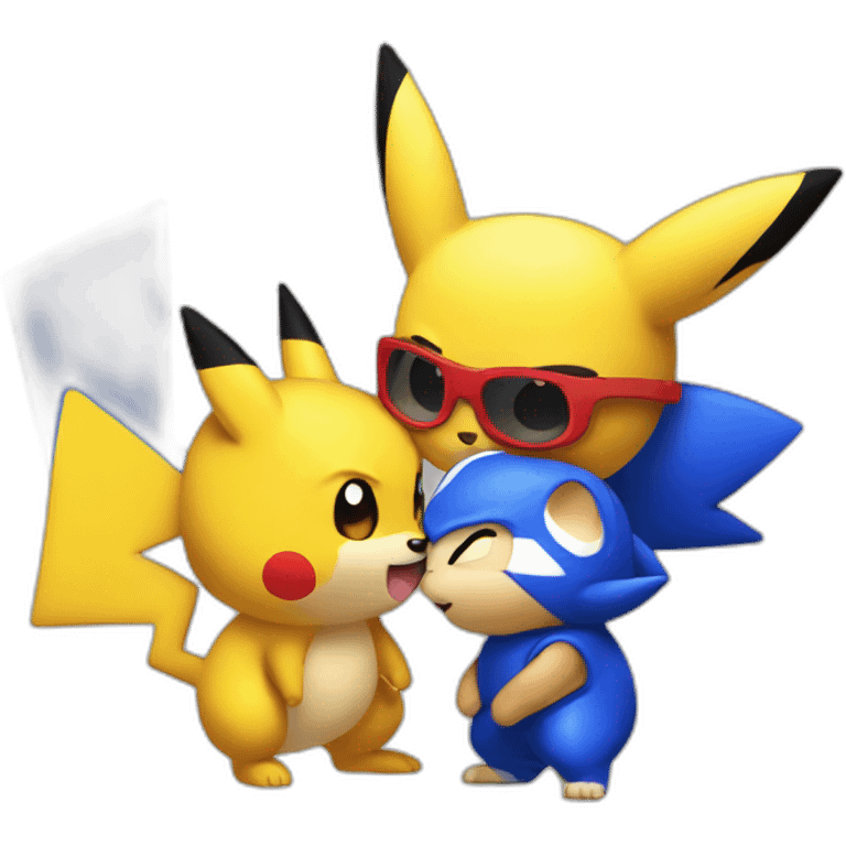 Sonic-and-Pikachu-loving-kiss emoji