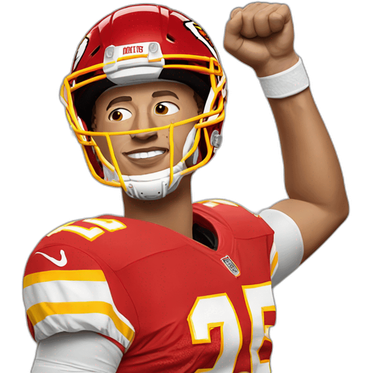 Patrick Mahomes with a raised fist emoji