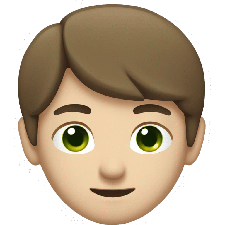 a withe guy with brown hair green eyes and a judogui emoji