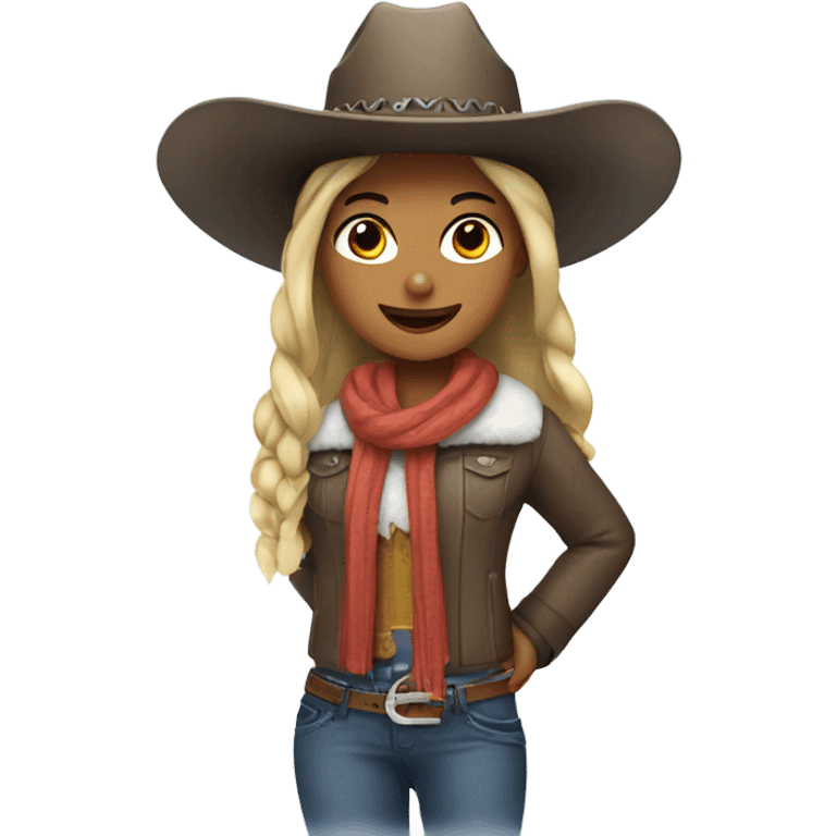 Girl with cowboy hat in the snow emoji