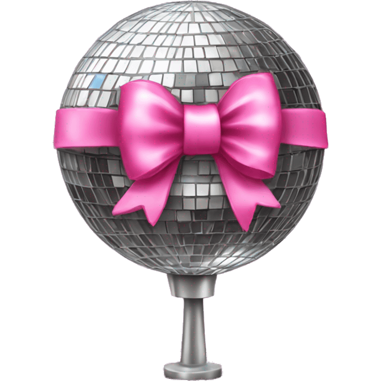 Disco ball with pink bow and glitter  emoji