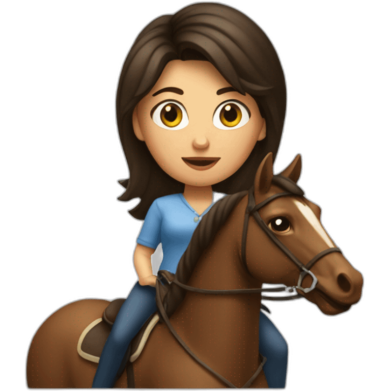 a brunette woman on a horse that has the number 54 emoji