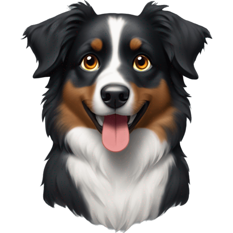 Small black australian shepherd dog with paintbrush and paint  emoji