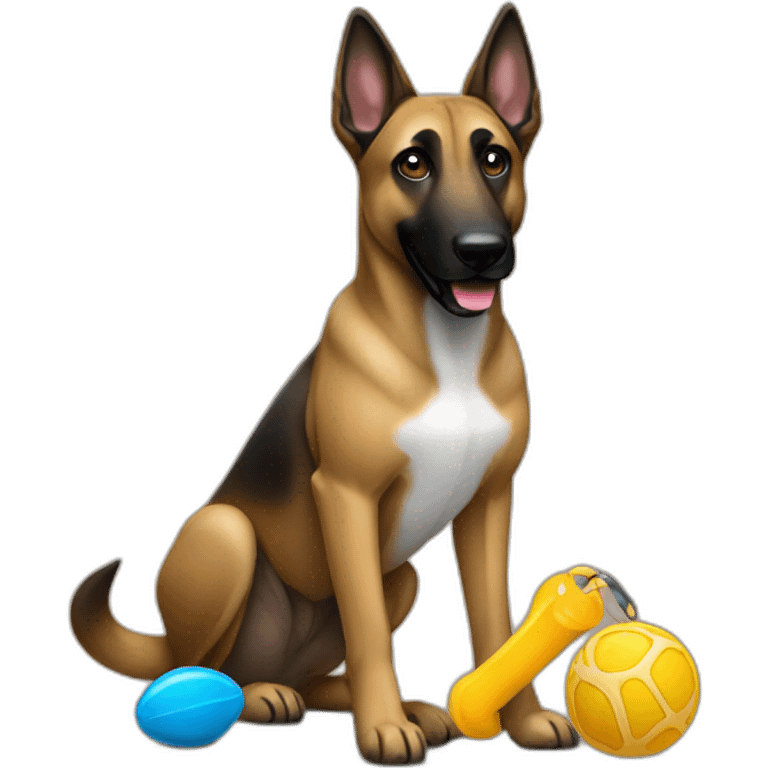 malinois with toy emoji