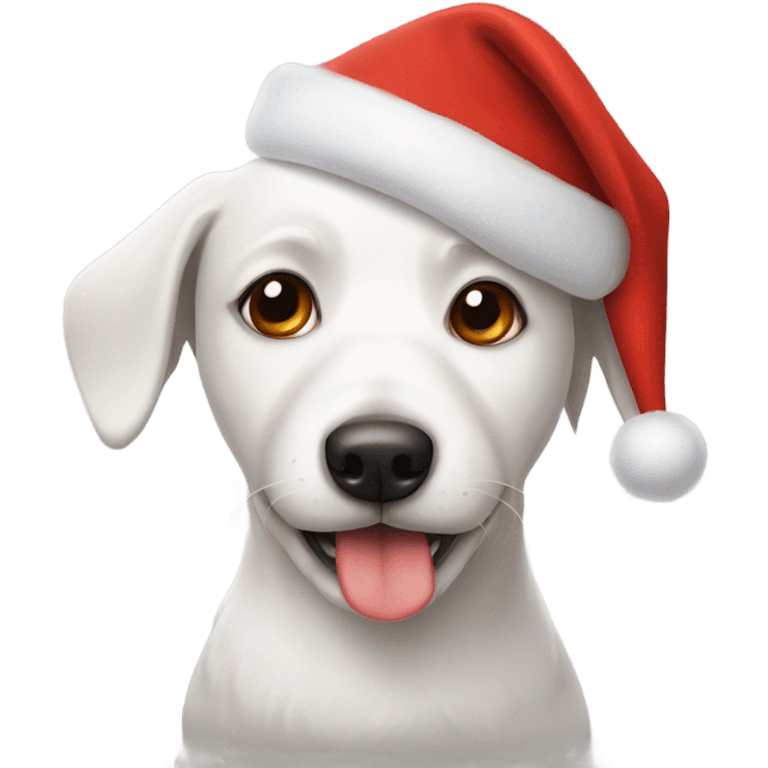 White dog in a christmas hat emoji