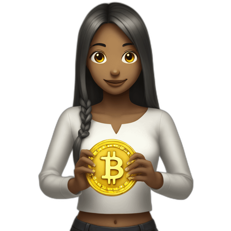 anime girl with bitcoin in hands emoji