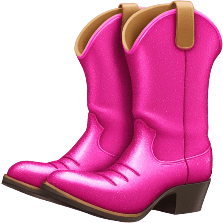 Hot pink sparkle cowboy boots emoji