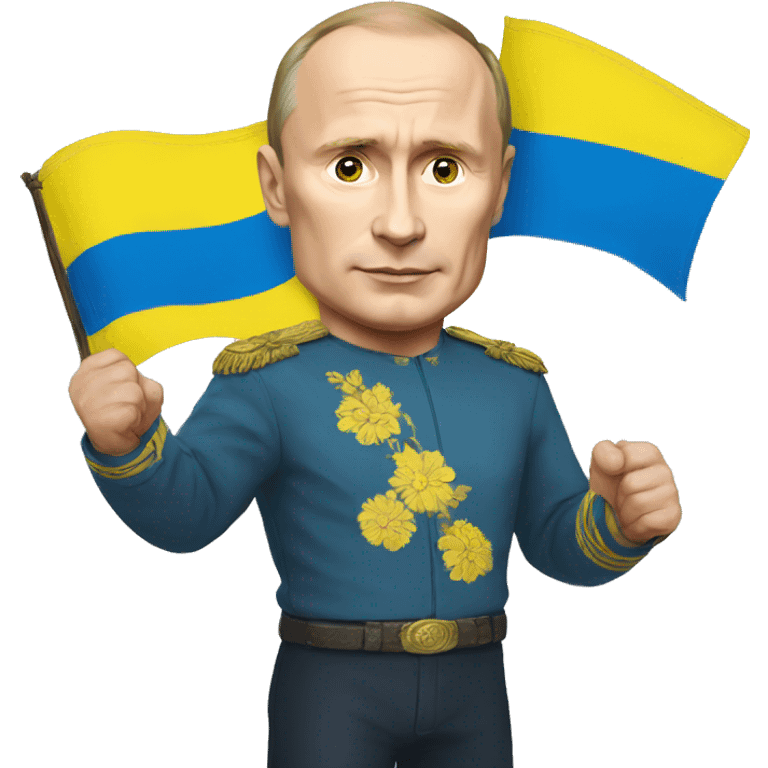 putin with ukrainian flag in his hands emoji