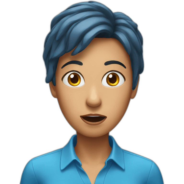 surprised woman with blue shirt emoji