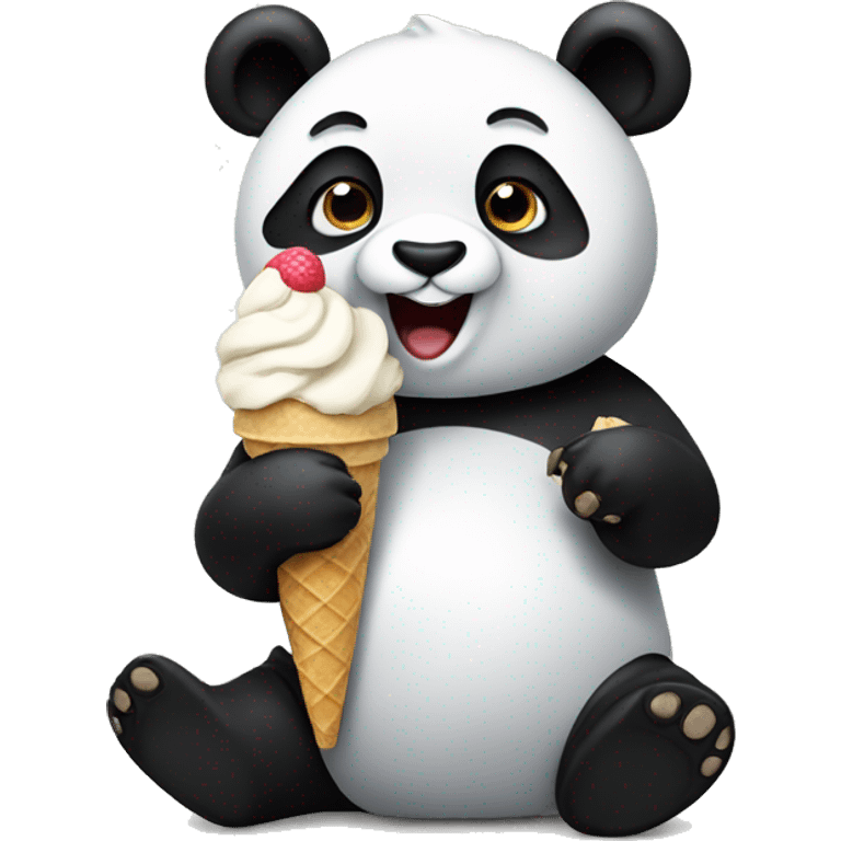 Panda eating ice cream emoji