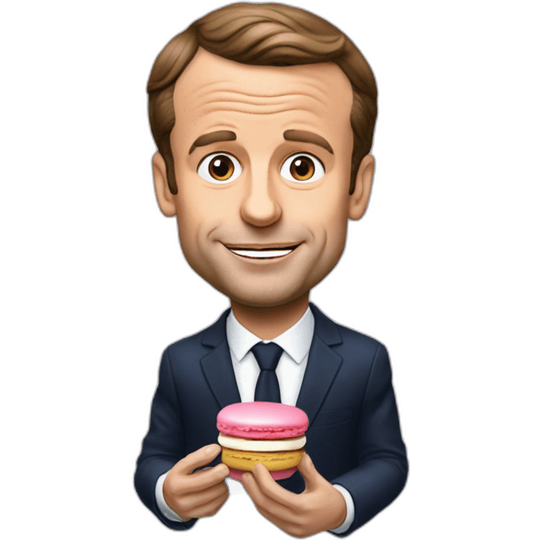 Emmanuel Macron qui mange un macaron emoji