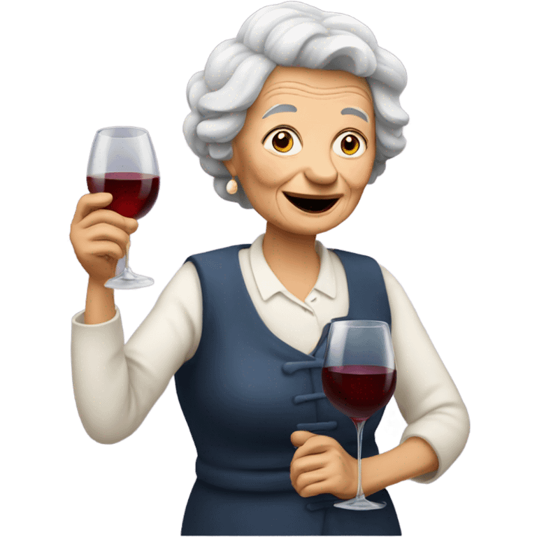 Old lady drinking wine emoji