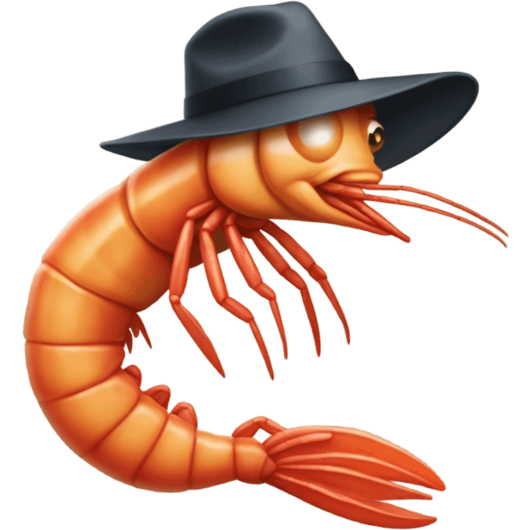 Prawn wearing a fedora emoji