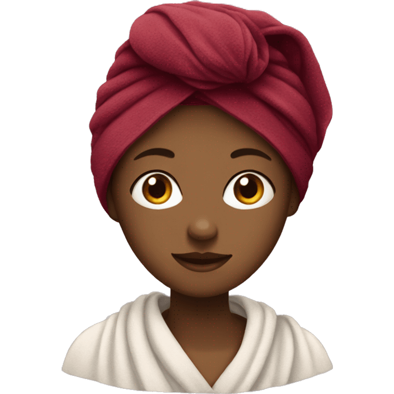 girl with a burgundy towel on her head emoji