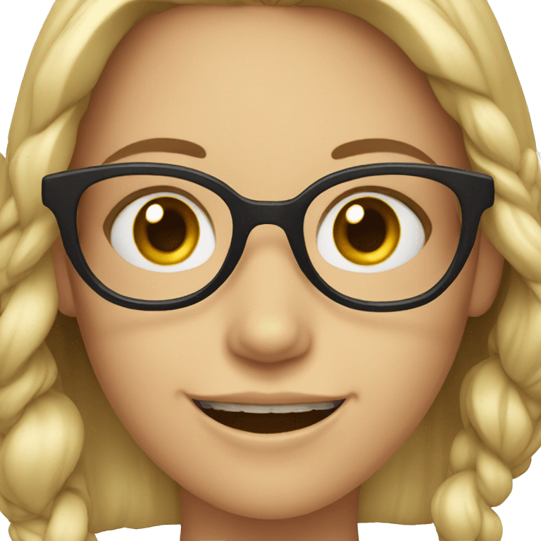 Girl with glasses and white teeth emoji