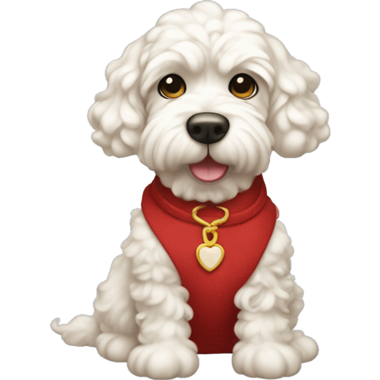 Girly red cockapoo in Snow White dress emoji