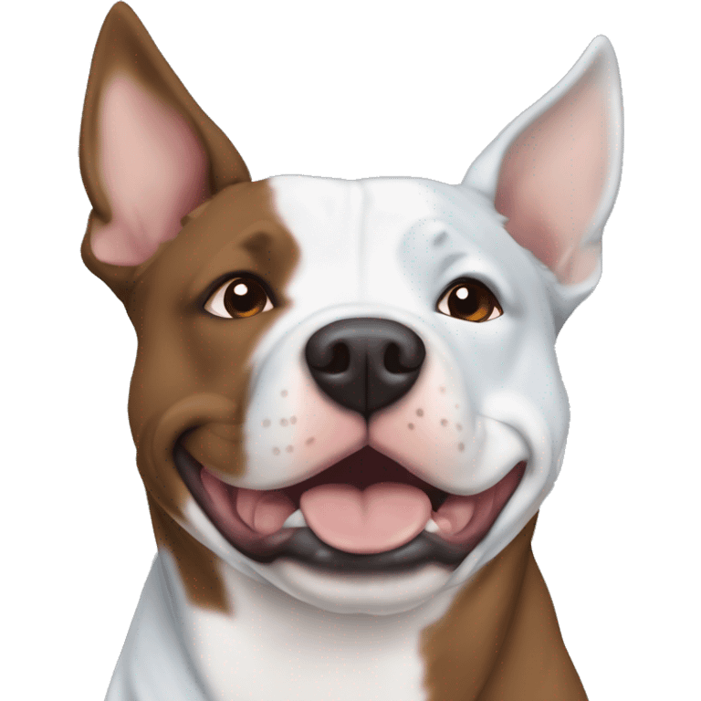 White and brown pit bull blue heeler  emoji